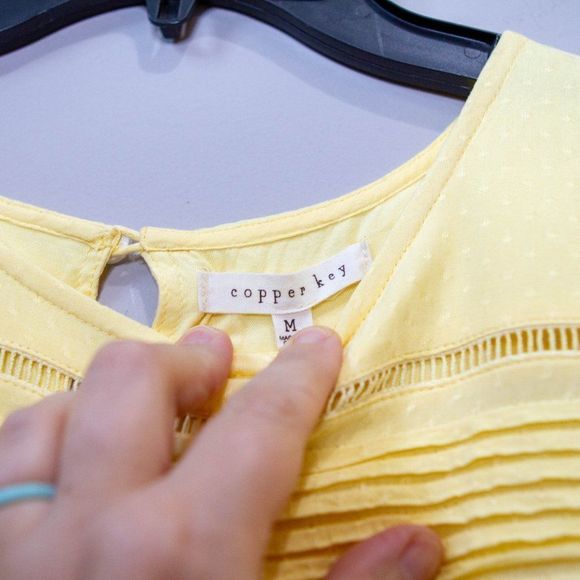 COPPER KEY Lemon Yellow Casual Tie Waist Dress Med - Picture 6 of 10